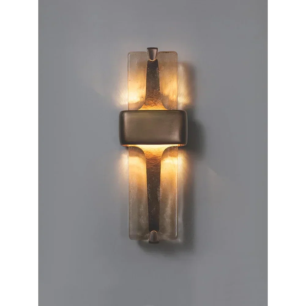 Wandlamp Koper Kristalglas Brons H50cm Woonkamer Slaapkamer Hal Verticaal Sfeerverlichting Up Down