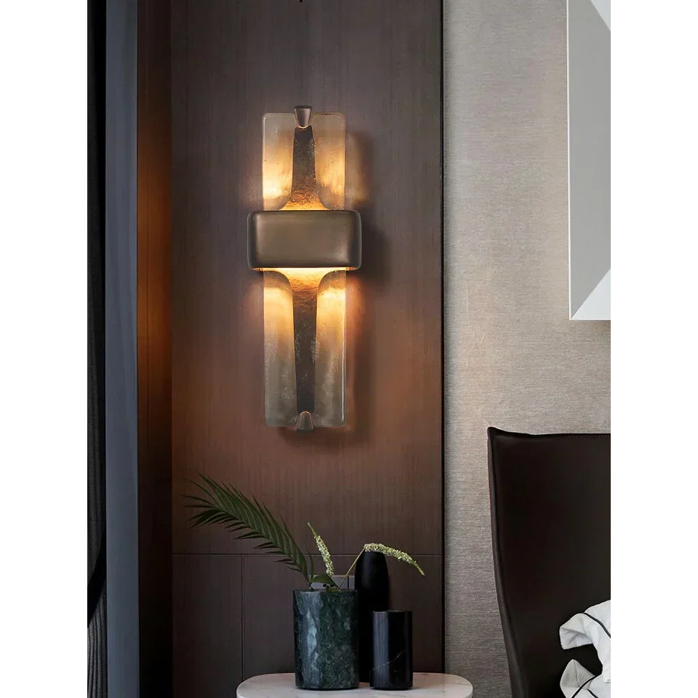 Wandlamp Koper Kristalglas Brons H50cm Woonkamer Slaapkamer Hal Verticaal Sfeerverlichting Up Down
