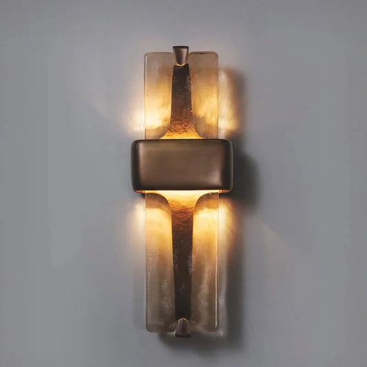 Wandlamp Koper Kristalglas Brons H50cm Woonkamer Slaapkamer Hal Verticaal Sfeerverlichting Up Down