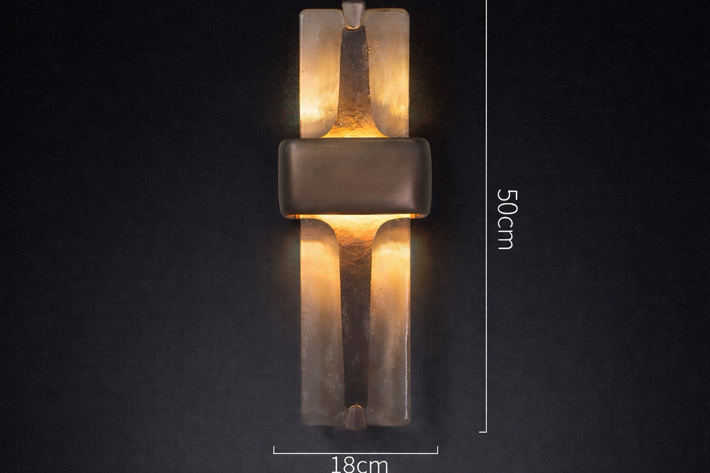 Wandlamp Koper Kristalglas Brons H50cm Woonkamer Slaapkamer Hal Verticaal Sfeerverlichting Up Down