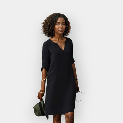 Midi Jurk Dames Luchtig Elegante V-Hals Driekwart Mouwen - StudioMarella