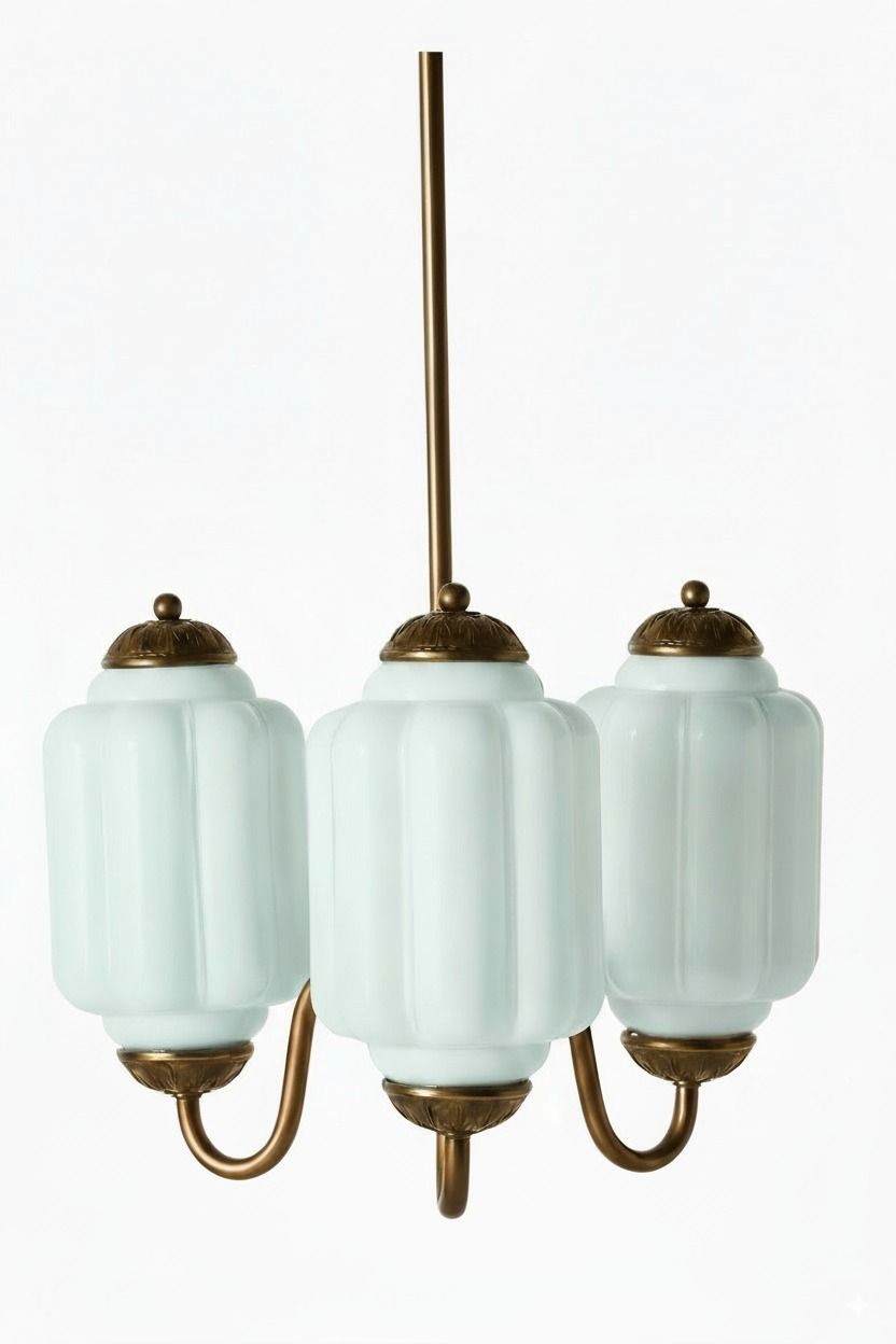 Vintage Melkglazen Hanglamp met Gegolfde Rand – Scandinavische Sfeerverlichting voor Keuken en Slaapkamer