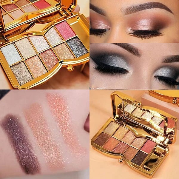 10-Kleurige Glitteroogschaduw Palet – Hoogglans Shimmer Poeder Make-up voor Glamoureuze Oogmake-up – Intense Pigmentatie
