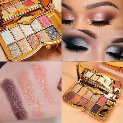 10-Kleurige Glitteroogschaduw Palet – Hoogglans Shimmer Poeder Make-up voor Glamoureuze Oogmake-up – Intense Pigmentatie