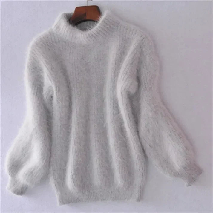 Zachte Angora Trui Gebeitst Vintage Look