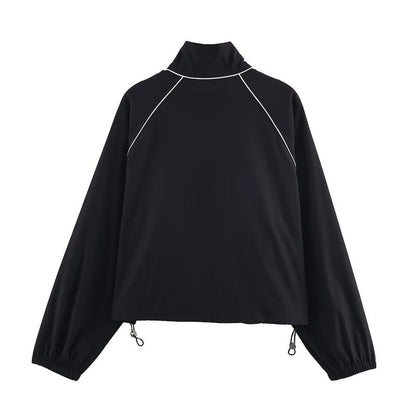 Dames Sportjas Zwart Nylon Met Rits