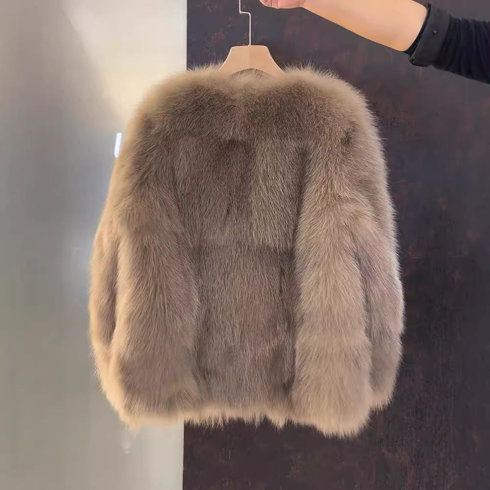 Dames Faux Fur Jas Met Zakken Luxe Uitstraling