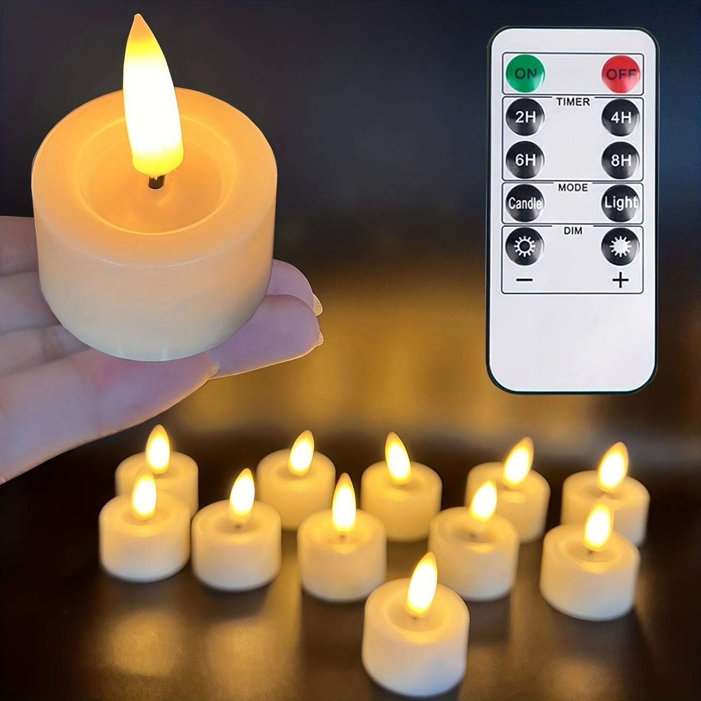 Vlamloze Theelichtjes Set LED Kunststof Met Afstandsbediening Timer Sfeerverlichting Woonkamer Tafeldecoratie Kaarsjes