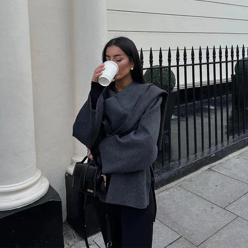 Dames Wollen Jas Oversized met Knoopsluiting en Luxe Voering