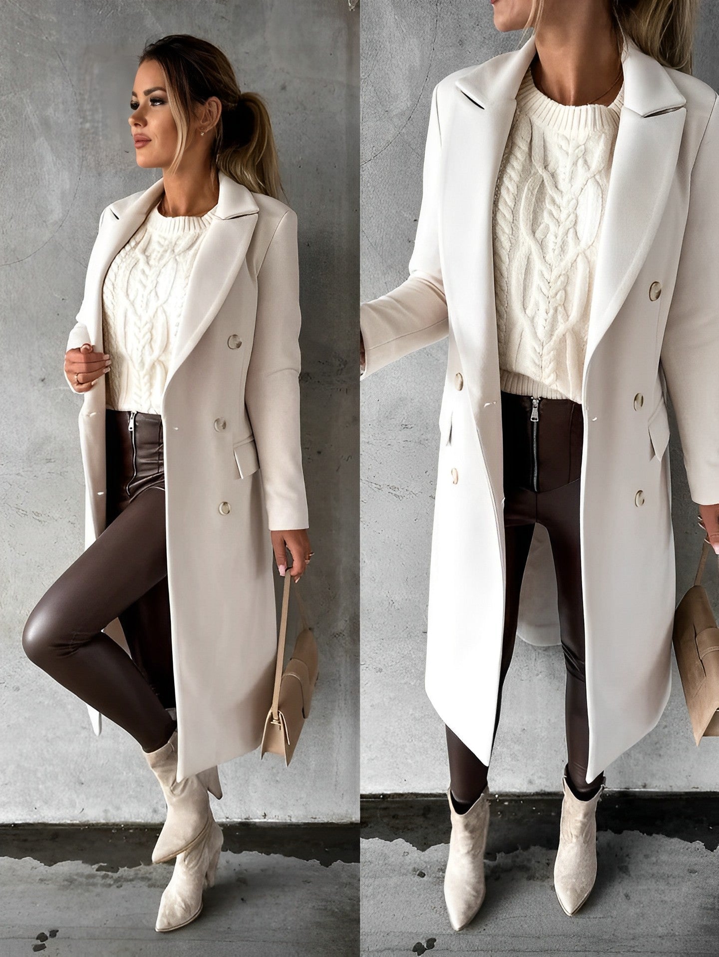 Dames Dubbelrijige Mantel Klassiek Elegant Modieus - StudioMarella