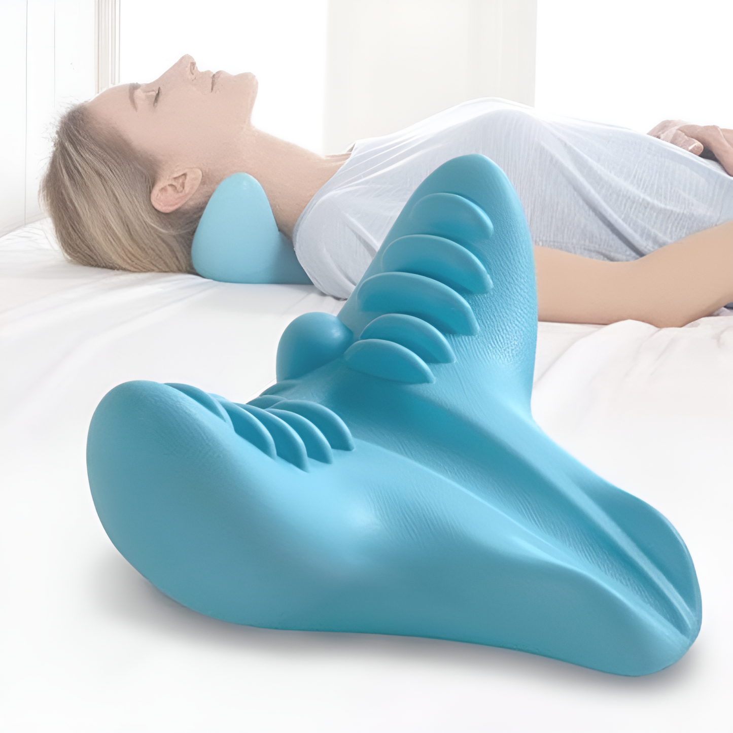Nekmassagekussen Ergonomisch EVA Blauw 21.5x20x11cm Nekstretch Ontspanning