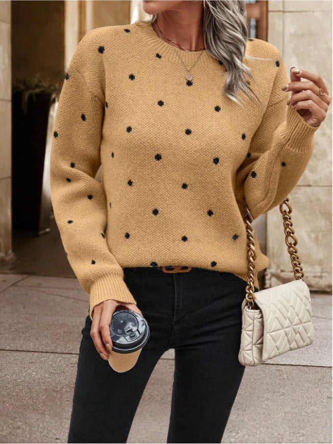 Dames Trui met Polkadots Gebreid Stijlvol Design