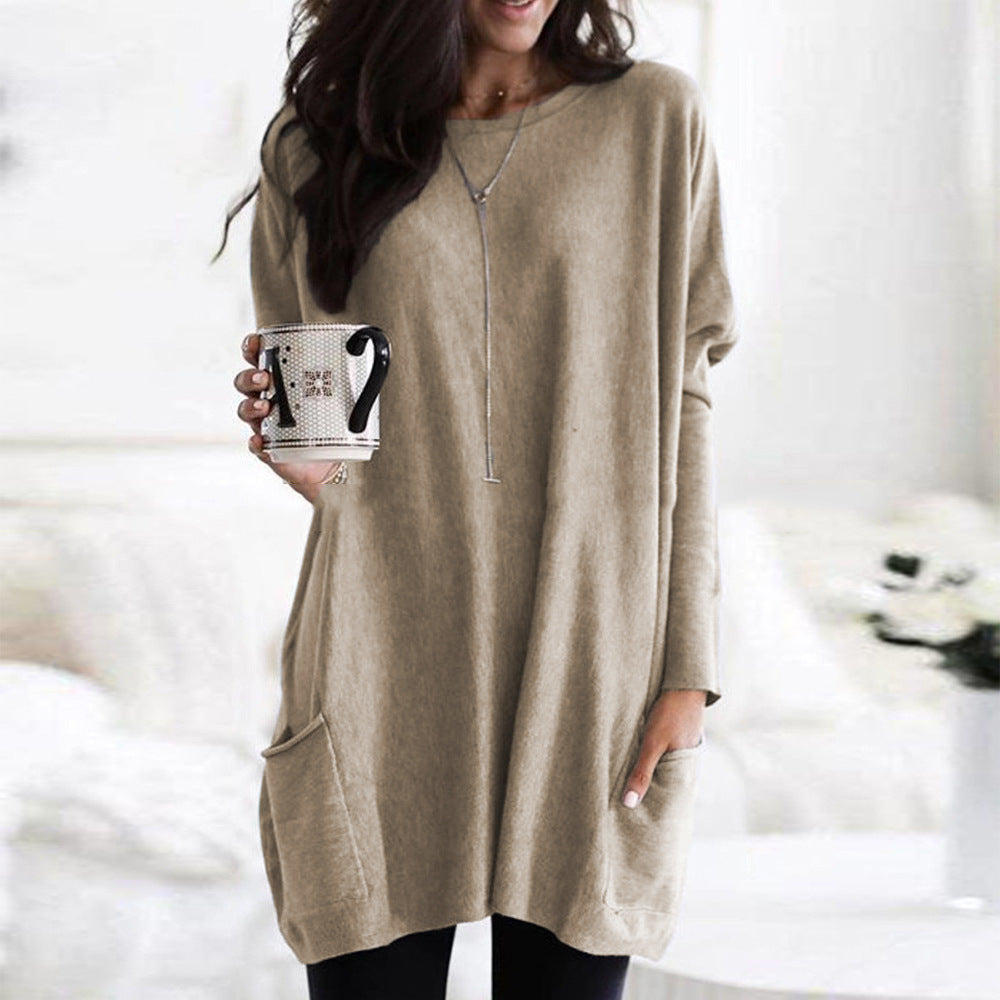 Dames Top met Lange Mouwen en Zakken Basis Collectie → Dames Top Lange Mouwen Zakken Comfortabel Basis