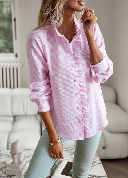 Dames Blouse Elegante Ruches Fijn Geweven Zomermodel