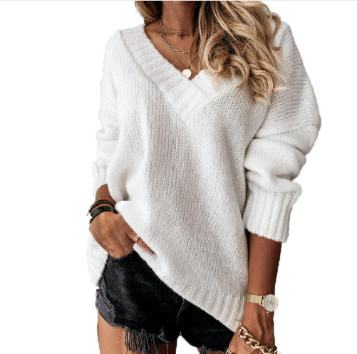 Dames Trui Gebreid V-hals Elegante Basisstijl