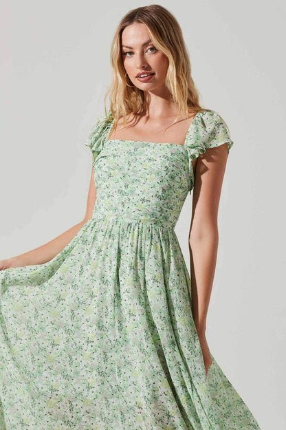 Midi Jurk Dames Geplooide Bovenkant Split Zomerjurk