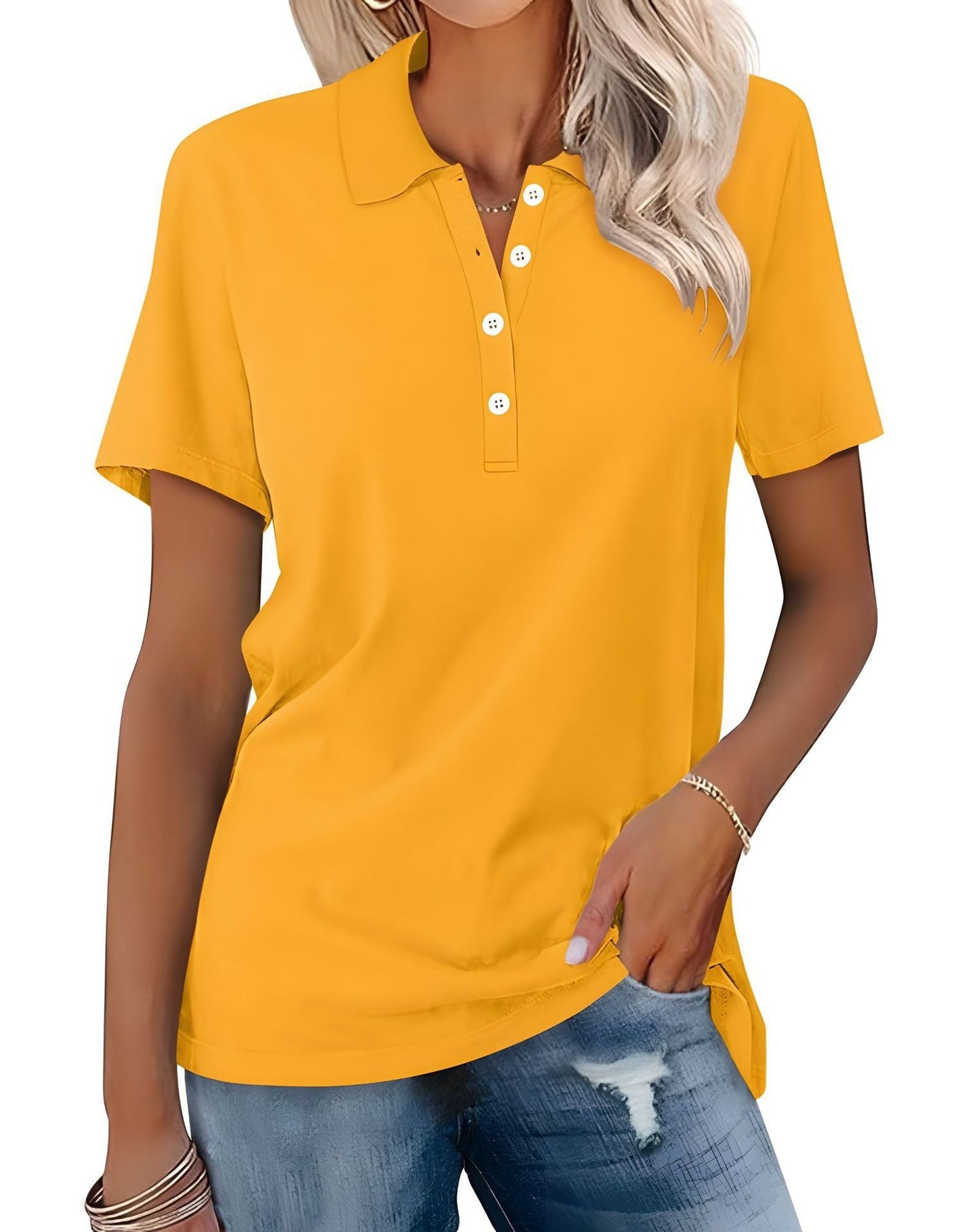 Dames Polo Top Kortemouw Zomerjurk Basic Wit