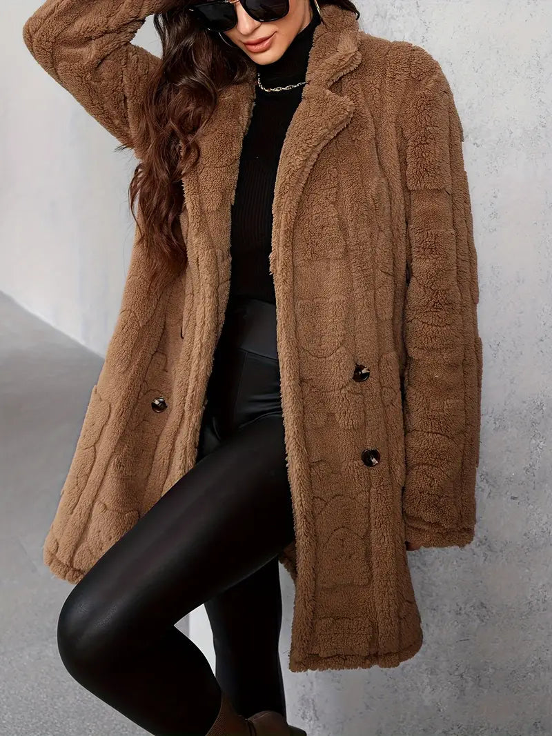 Ceretta Donkere Jas met Pluizige Revers Warm en Stijlvol → Ceretta Donkerblauwe Jas met Pluizige Revers Warm - StudioMarella