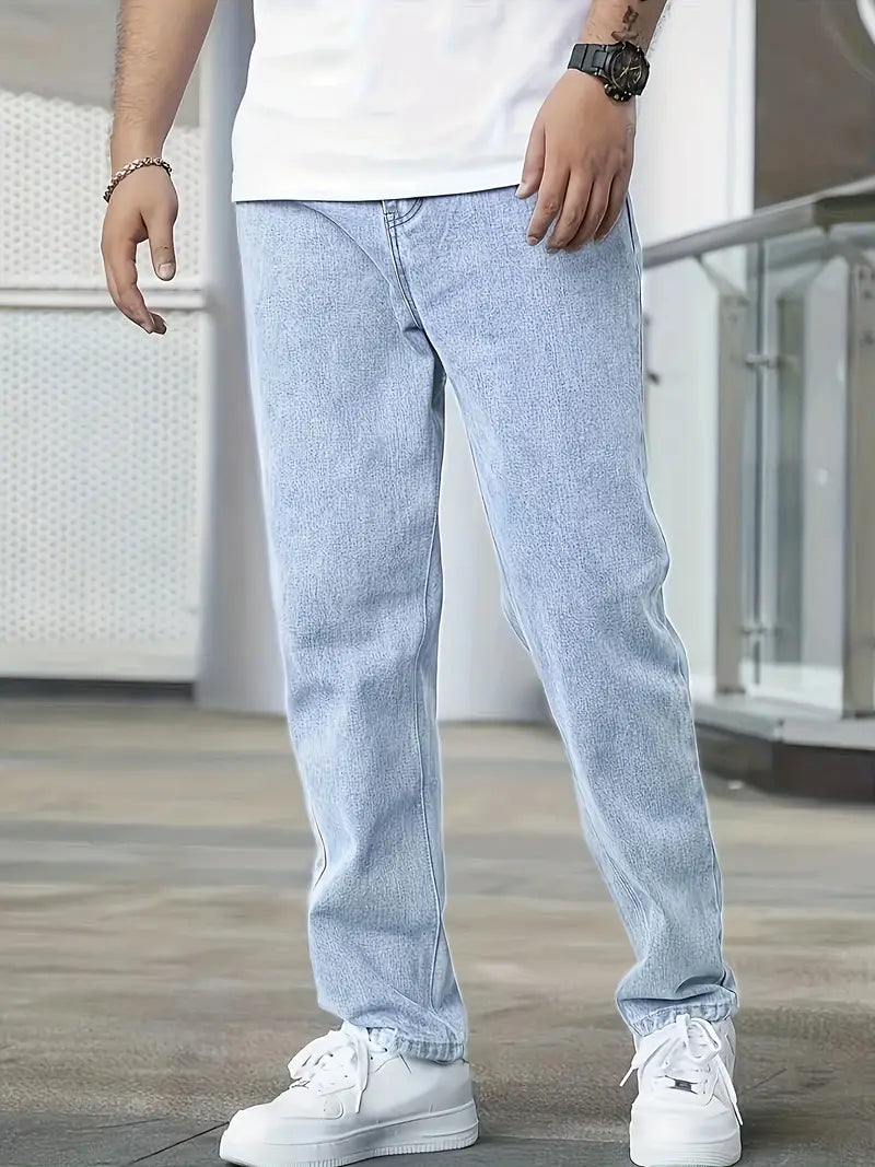 Heren Jeans Broek Losse Zittende Pasvorm Comfortabel