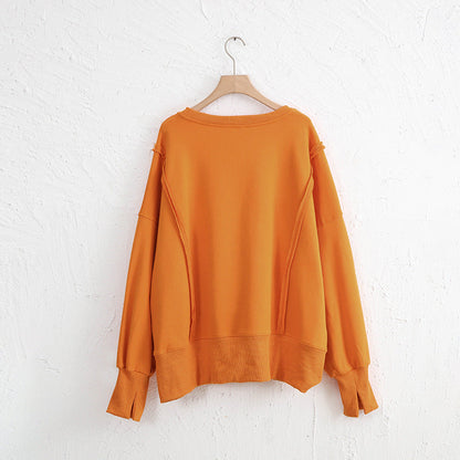 Dames Sweater Warme Losse Trui met Rauwe Boorden
