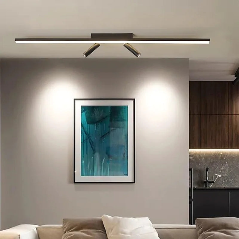 Plafondlamp LED Lineair Metaal Siliconen Zwart Verstelbare Spots 80 100cm Slaapkamer