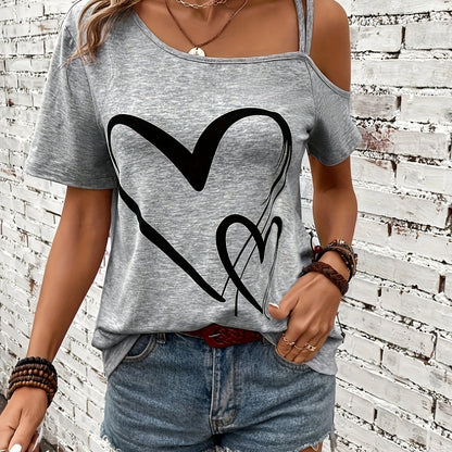 Één Schouder T-Shirt voor Vrouw Zomerse Stijl