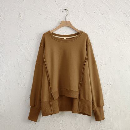 Dames Sweater Warme Losse Trui met Rauwe Boorden