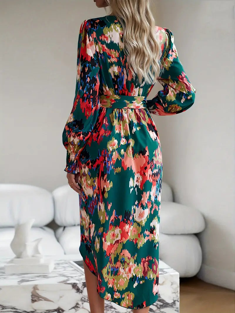 Zomerjurk met Allover Print Wikkeljurk Vrouwelijk Model
