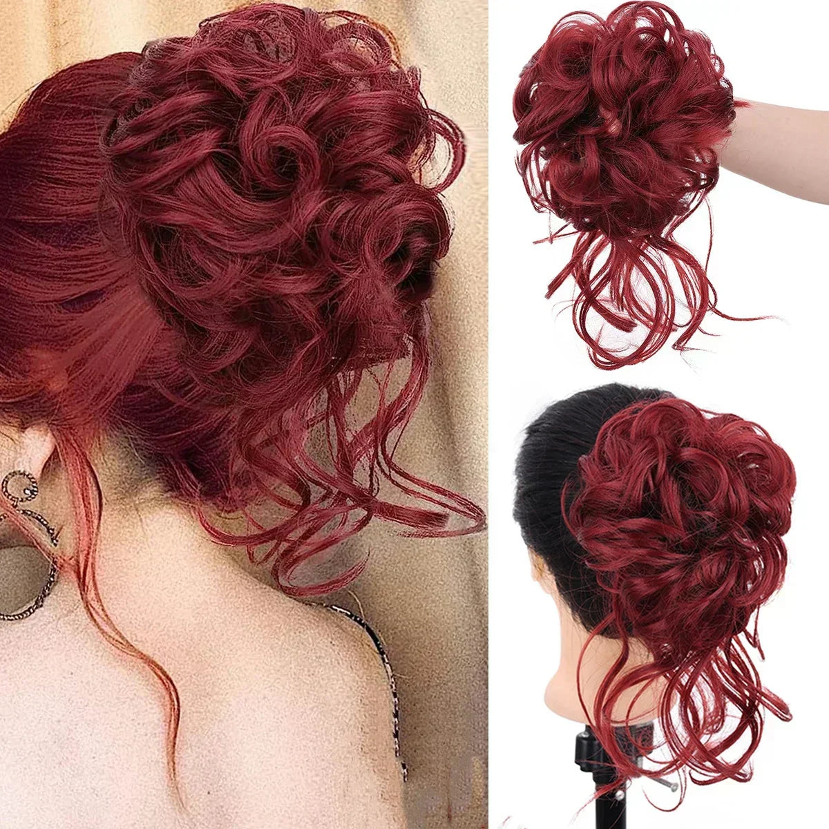 Haarknot met Krullen – Synthetisch Haar – Clip-On Knot – Volumineus – Verschillende Kleuren