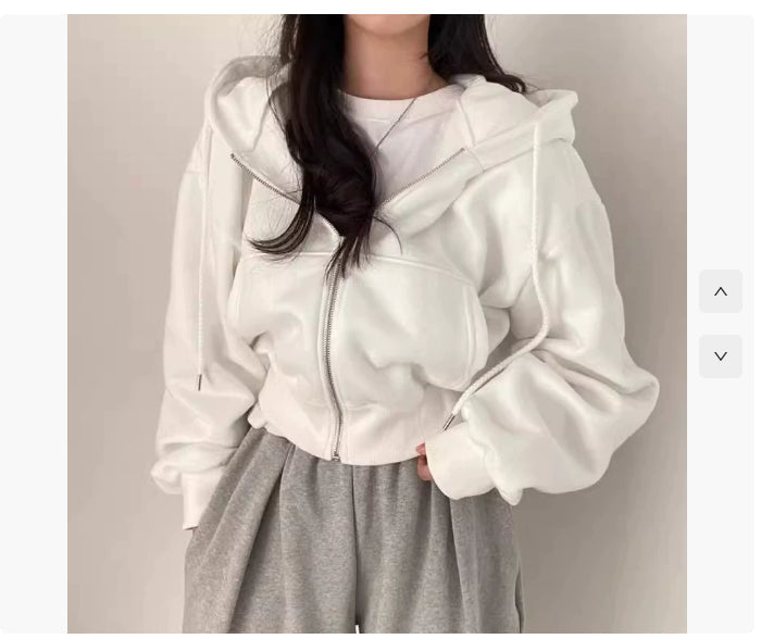 Dames Hoodie Kort Zwart Met Rits en Zakken