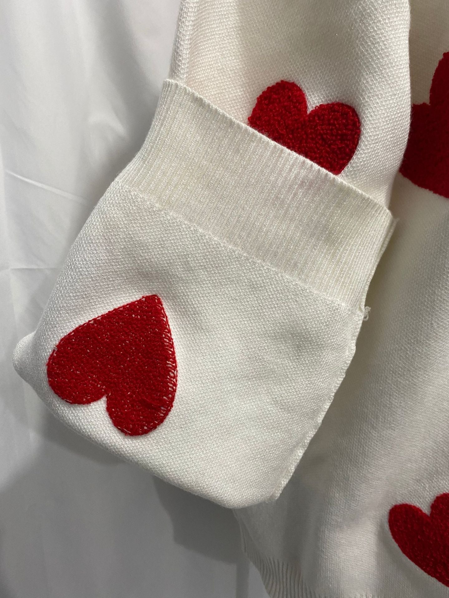 Dames Trui Gebreid met Harten Stijlvol Rood