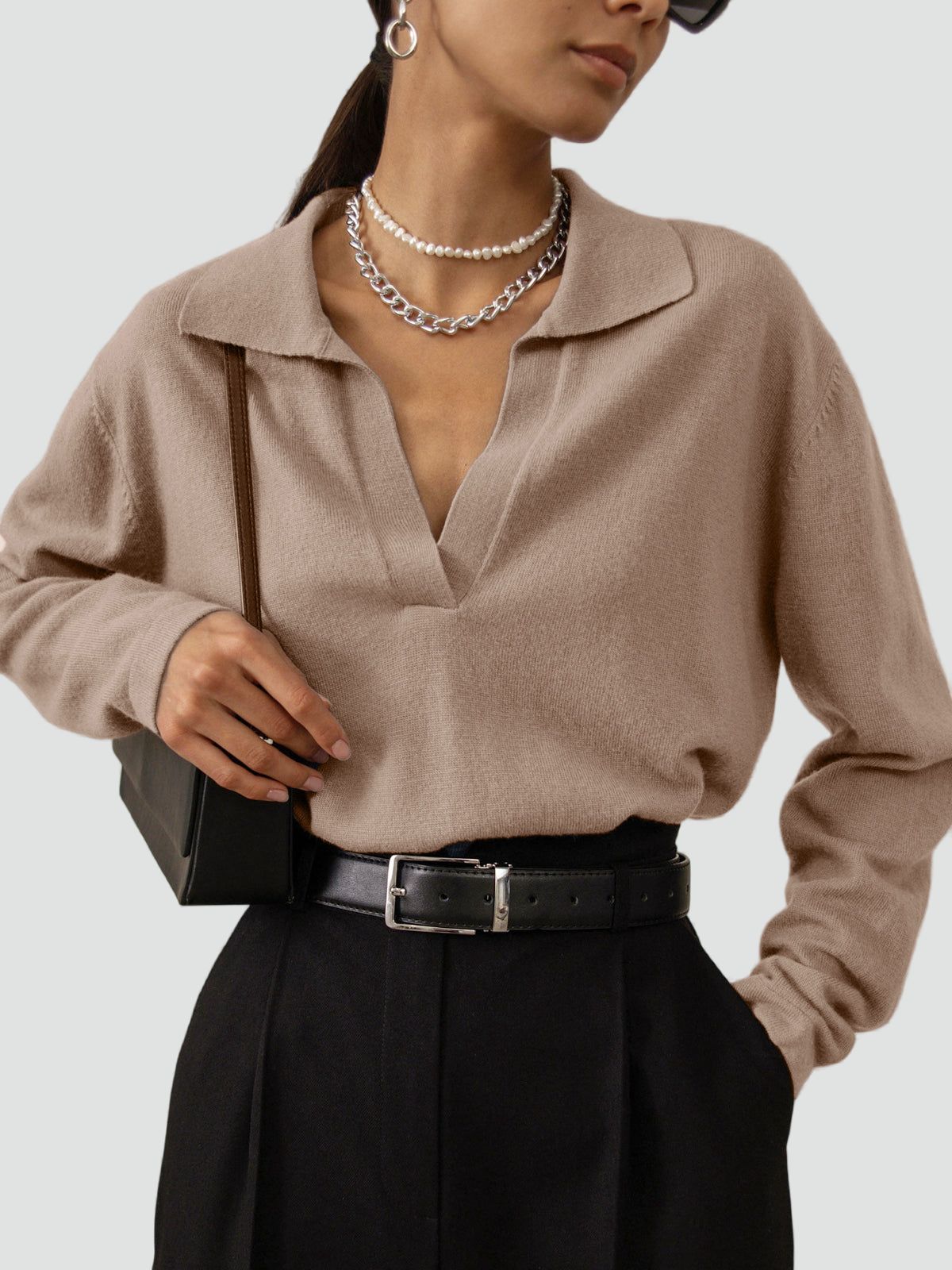 Dames Sweater Gebreid V-hals Collar Slim Fit - StudioMarella