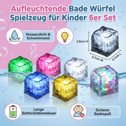 Lichtgevende Badkubus voor Kinderen 6-Delig Set – Watergeactiveerd Speelgoed
