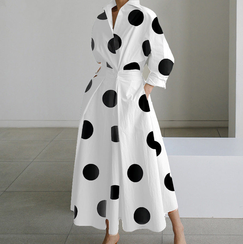 Dames Jurk Overhemdkraag Elegante Korte Mouw