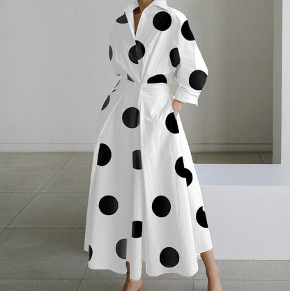 Dames Jurk Overhemdkraag Elegante Korte Mouw
