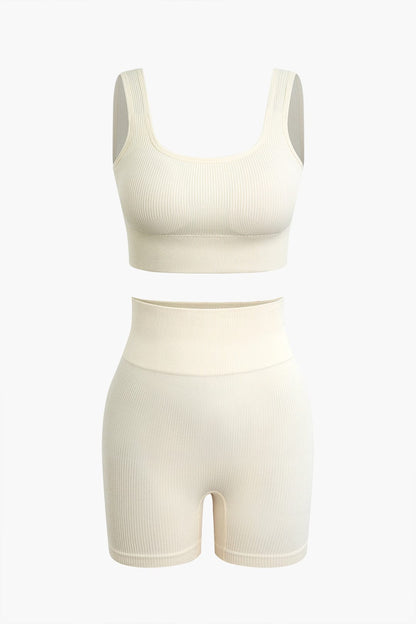 Yogaset Dames Naadloos met Crop Top en Shorts - StudioMarella