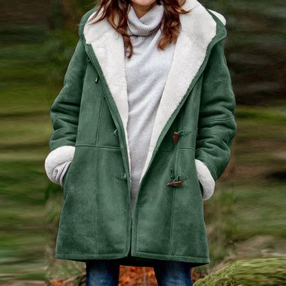 Dames Jas Warm met Sherpa Voering en Toggle Sluiting Beige