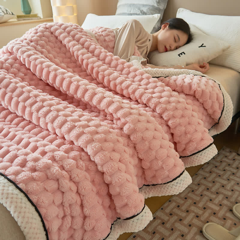 Zachte Coral Fleece Deken – Warme Omkeerbare Plaid voor Bank & Bed