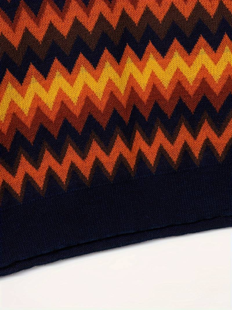 Retro Trui Zigzag Patroon Vintage Look