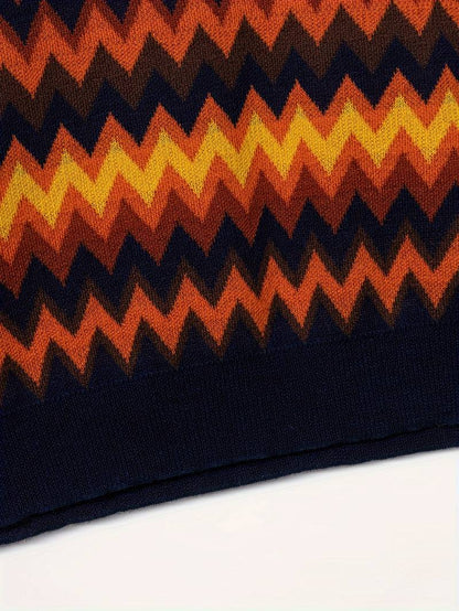 Retro Trui Zigzag Patroon Vintage Look