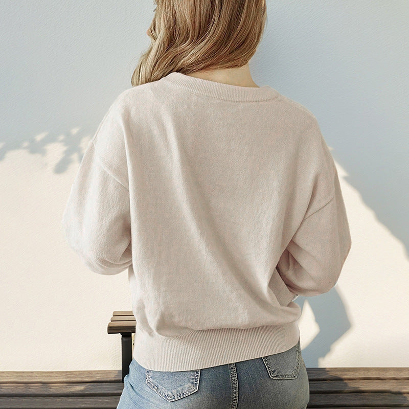 Dames Trui Gebreid Warme Ronde Hals Basic Collectie