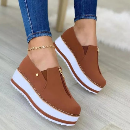 Dames Instappers Plateauzool met Rits Comfortabele Trendy Schoenen