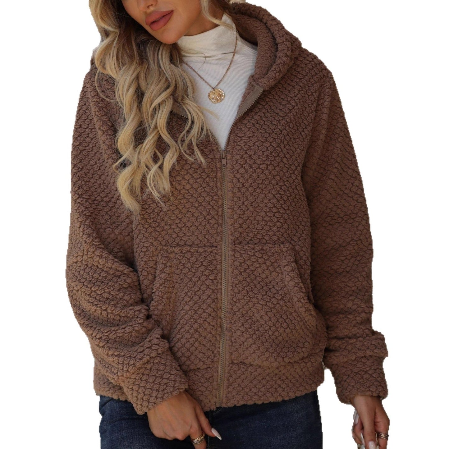 Dames Teddyjas Warm en Zachte met Kap