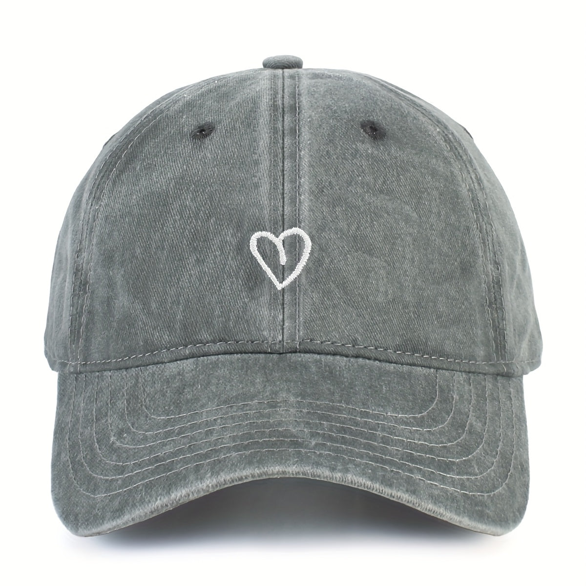 Vintage Baseballcap met Hartstiksel – Verstelbaar Katoen Gewassen Stijl Sportpet Zomerpet Dames Heren Casual Cap