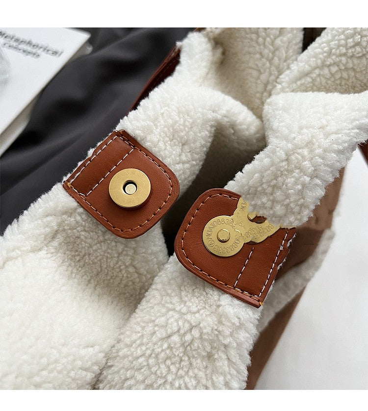 Dames Suède Shopper Warm en Stijlvol Teddy Look