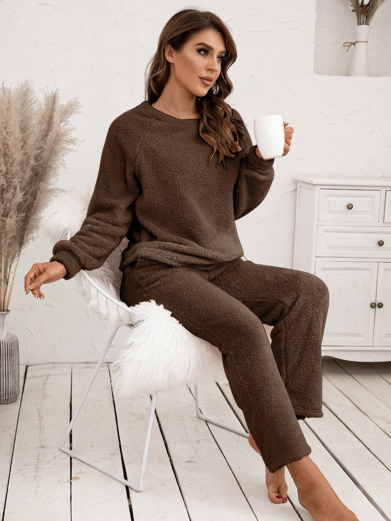 Zachte Pluche Loungepak Dames Huispak Comfy