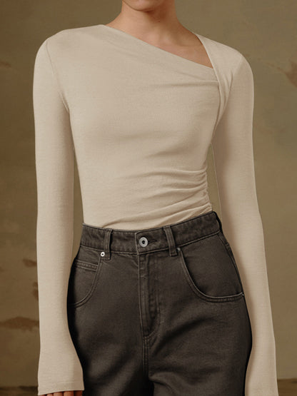 Dames Top Lange Mouwen Asymmetrische Klassieke Stijl