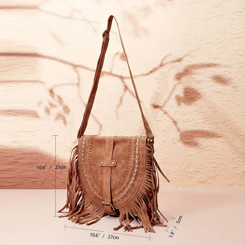 Kleine Crossbody Tas voor Dames met Kwastje Stijlvol