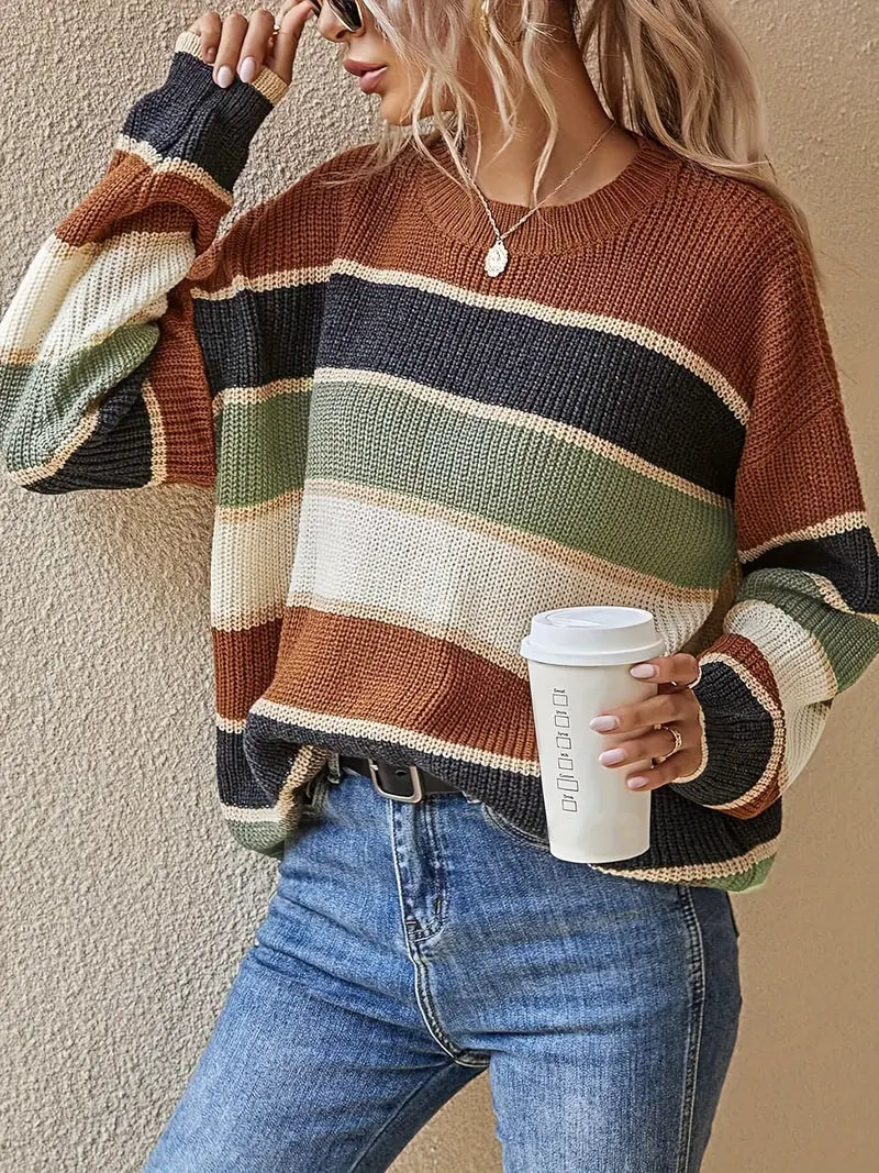 Kleurblok Trui Ronde Hals Veda Sweater - StudioMarella