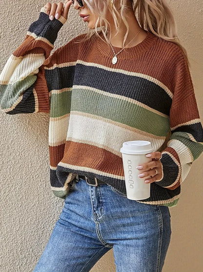 Kleurblok Trui Ronde Hals Veda Sweater - StudioMarella